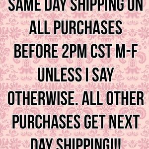 Same or next day shipping on all purchases